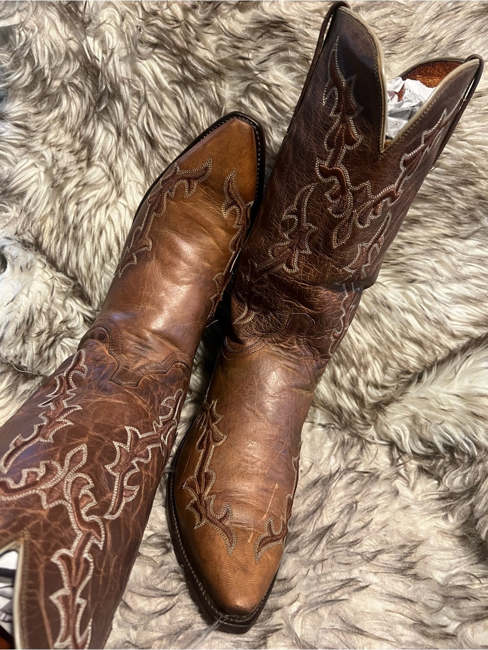 Lucchese Brown Leather Western Boots Sz 10.5 EE - Picture 5 of 16